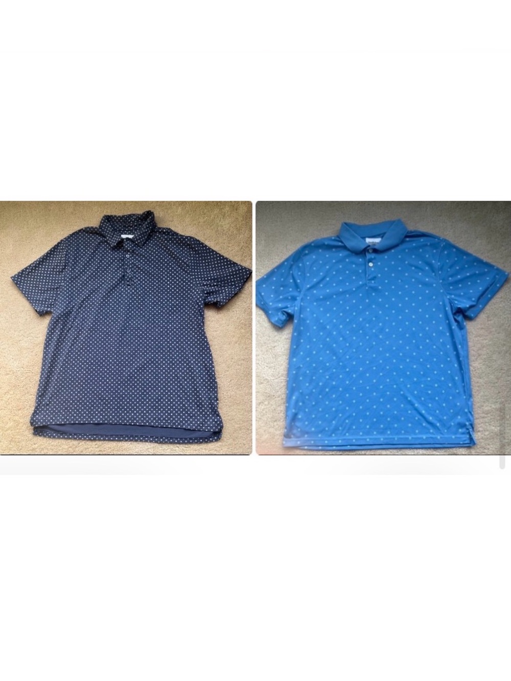 Lot of 2 Goodfellow & Co. Men’s Blue & White Print Golf Polo Shirts - XL - VGUC